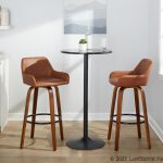 Daniella 30 Walnut and Camel Contemporary Swivel Barstool (Set of 2)