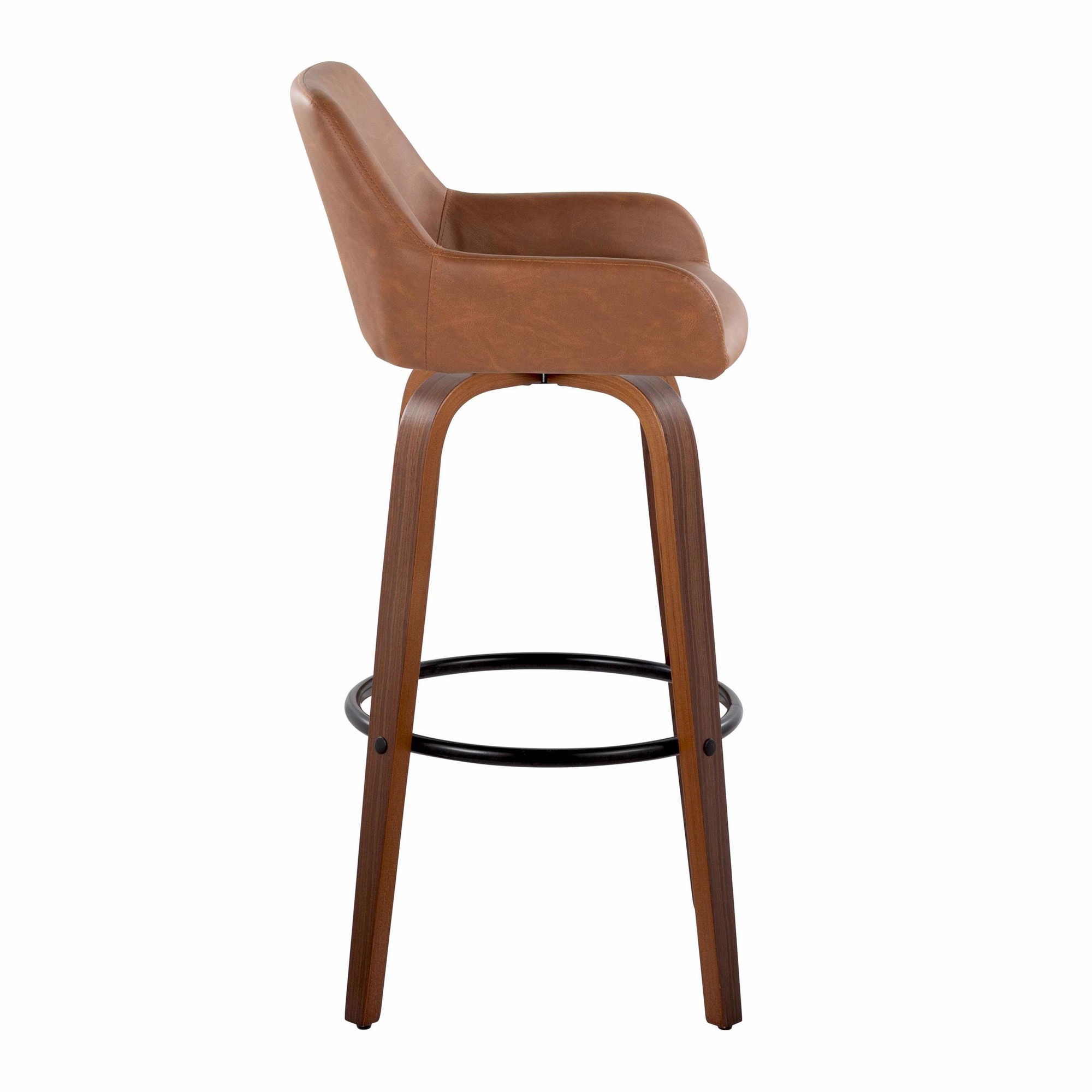 Daniella 30 Walnut and Camel Contemporary Swivel Barstool (Set of 2) 7 Daniella 30 Walnut and Camel Contemporary Swivel Barstool (Set of 2) - Image 7