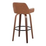 Daniella 30 Walnut and Camel Contemporary Swivel Barstool (Set of 2)