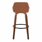 Daniella 30 Walnut and Camel Contemporary Swivel Barstool (Set of 2)