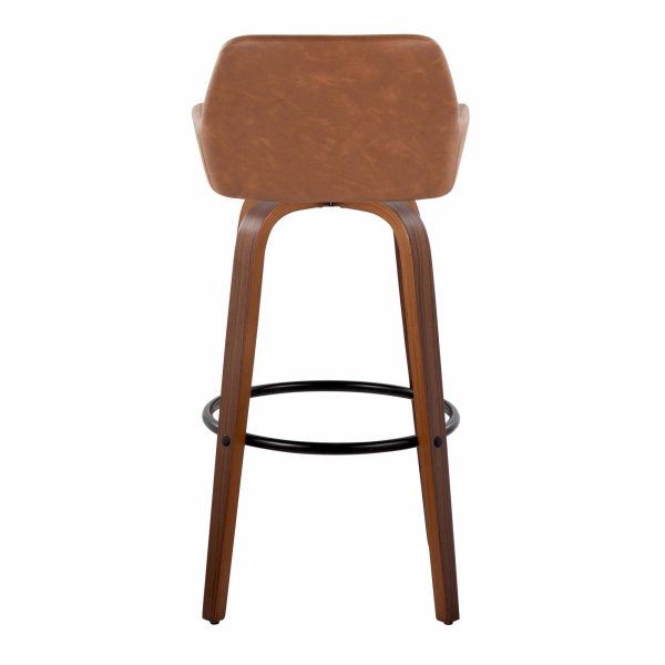 Daniella 30 Walnut and Camel Contemporary Swivel Barstool Set of 2 8