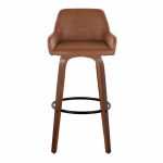 Daniella 30 Walnut and Camel Contemporary Swivel Barstool (Set of 2)