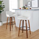 Daniella 30 Walnut and White Velvet Swivel Barstool (Set of 2) 14 Daniella 30 Walnut and White Velvet Swivel Barstool (Set of 2)