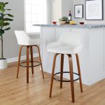 Daniella 30 Walnut and White Velvet Swivel Barstool (Set of 2) 13 Daniella 30 Walnut and White Velvet Swivel Barstool (Set of 2)