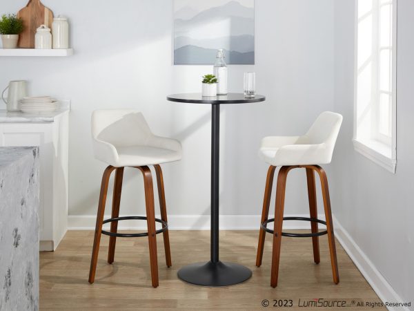Daniella 30 Walnut and White Velvet Swivel Barstool Set of 2 2