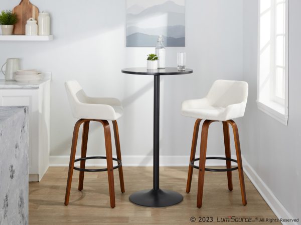 Daniella 30 Walnut and White Velvet Swivel Barstool Set of 2 3