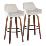 Daniella 30 Walnut and White Velvet Swivel Barstool (Set of 2) 17 Daniella 30 Walnut and White Velvet Swivel Barstool (Set of 2)