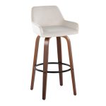 Daniella 30 Walnut and White Velvet Swivel Barstool (Set of 2) 18 Daniella 30 Walnut and White Velvet Swivel Barstool (Set of 2)