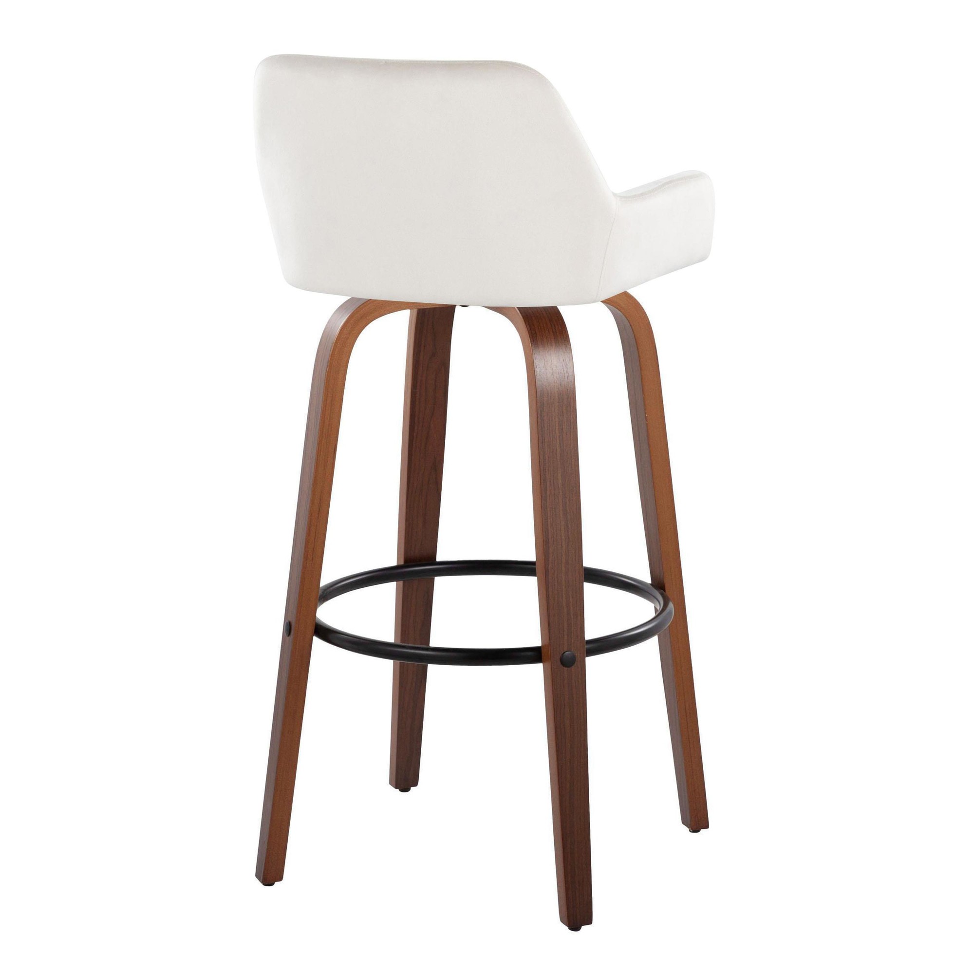 Daniella 30 Walnut and White Velvet Swivel Barstool (Set of 2) 8 Daniella 30 Walnut and White Velvet Swivel Barstool (Set of 2) - Image 8
