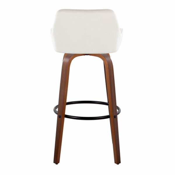 Daniella 30 Walnut and White Velvet Swivel Barstool Set of 2 8