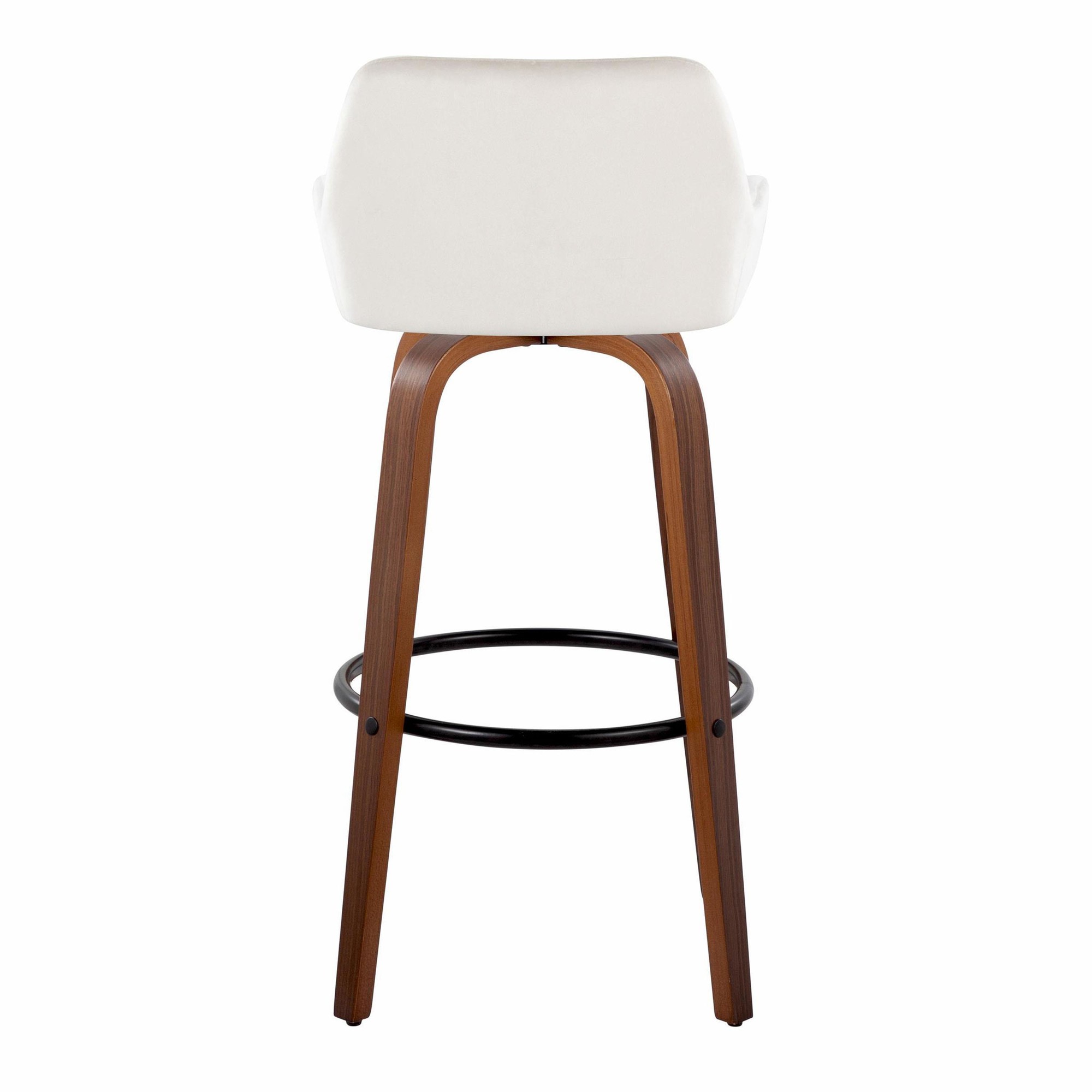 Daniella 30 Walnut and White Velvet Swivel Barstool (Set of 2) 9 Daniella 30 Walnut and White Velvet Swivel Barstool (Set of 2) - Image 9