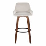 Daniella 30 Walnut and White Velvet Swivel Barstool (Set of 2) 22 Daniella 30 Walnut and White Velvet Swivel Barstool (Set of 2)