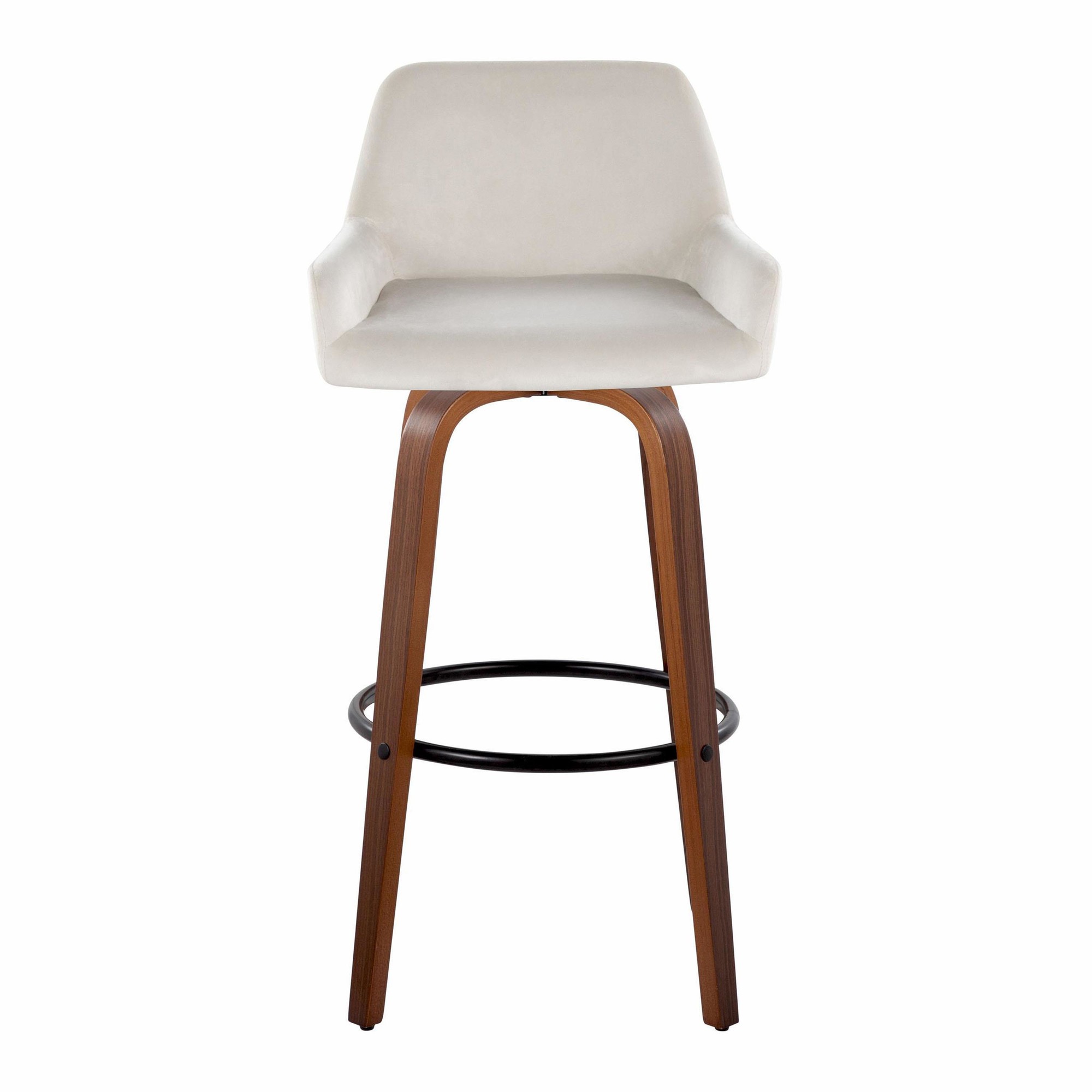 Daniella 30 Walnut and White Velvet Swivel Barstool (Set of 2) 10 Daniella 30 Walnut and White Velvet Swivel Barstool (Set of 2) - Image 10