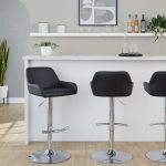 Daniella Black Faux Leather Chrome Contemporary Barstool (Set of 2)