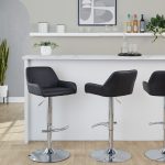 Daniella Black Faux Leather Chrome Contemporary Barstool (Set of 2)