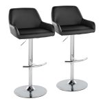 Daniella Black Faux Leather Chrome Contemporary Barstool (Set of 2)