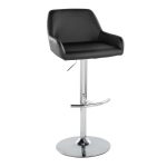 Daniella Black Faux Leather Chrome Contemporary Barstool (Set of 2)