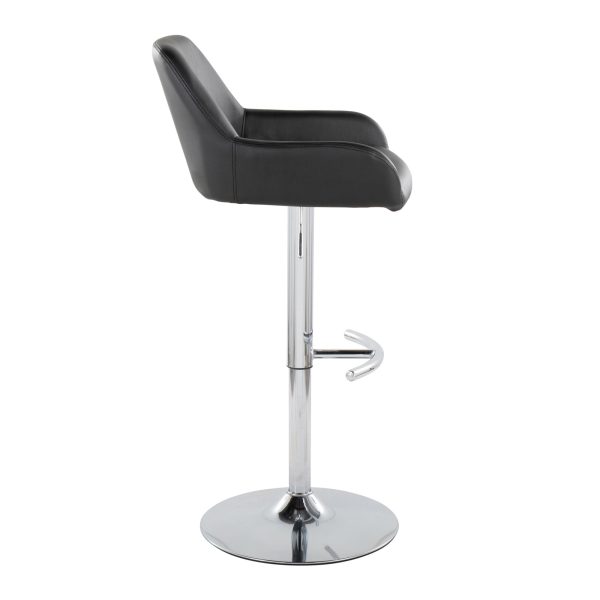 Daniella Black Faux Leather Chrome Contemporary Barstool Set of 2 4