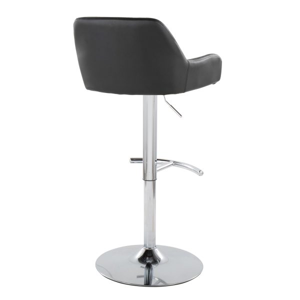 Daniella Black Faux Leather Chrome Contemporary Barstool Set of 2 5