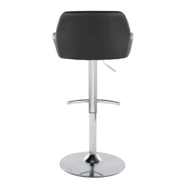 Daniella Black Faux Leather Chrome Contemporary Barstool Set of 2 6