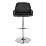 Daniella Black Faux Leather Chrome Contemporary Barstool (Set of 2)