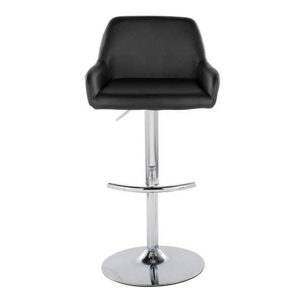 Daniella Black Faux Leather Chrome Contemporary Barstool Set of 2 7