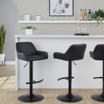 Daniella Black Faux Leather Contemporary Adjustable Barstool (Set of 2)