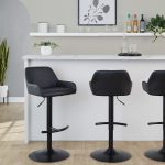 Daniella Black Faux Leather Contemporary Adjustable Barstool (Set of 2)