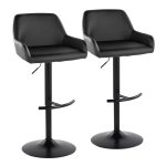 Daniella Black Faux Leather Contemporary Adjustable Barstool (Set of 2)