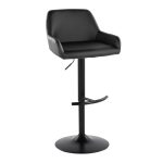 Daniella Black Faux Leather Contemporary Adjustable Barstool (Set of 2)