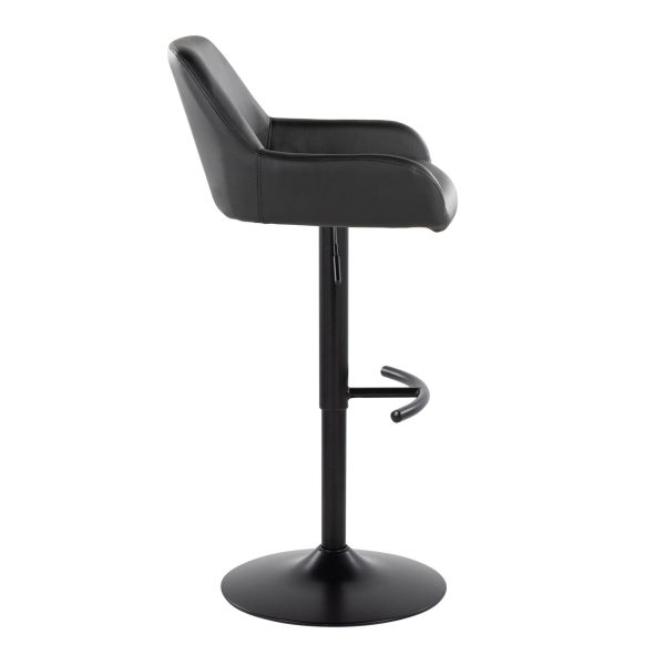 Daniella Black Faux Leather Contemporary Adjustable Barstool Set of 2 4