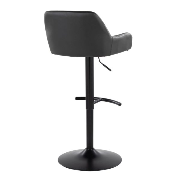 Daniella Black Faux Leather Contemporary Adjustable Barstool Set of 2 5