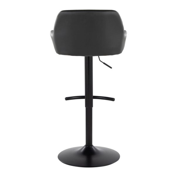 Daniella Black Faux Leather Contemporary Adjustable Barstool Set of 2 6