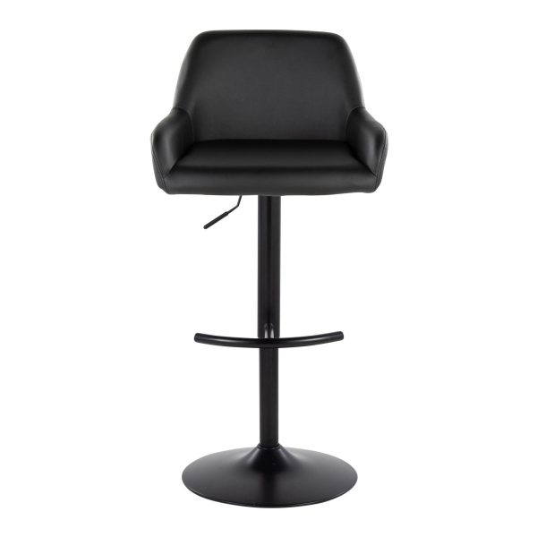 Daniella Black Faux Leather Contemporary Adjustable Barstool Set of 2 7