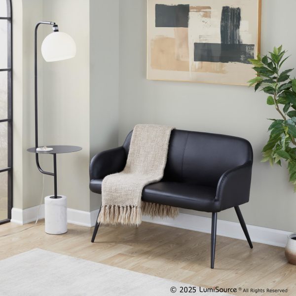 Daniella Black Faux Leather Contemporary High Back Bench 1
