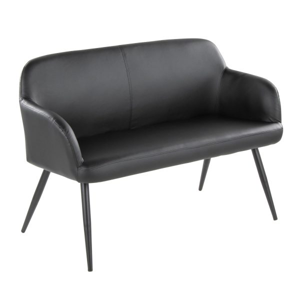 Daniella Black Faux Leather Contemporary High Back Bench 4