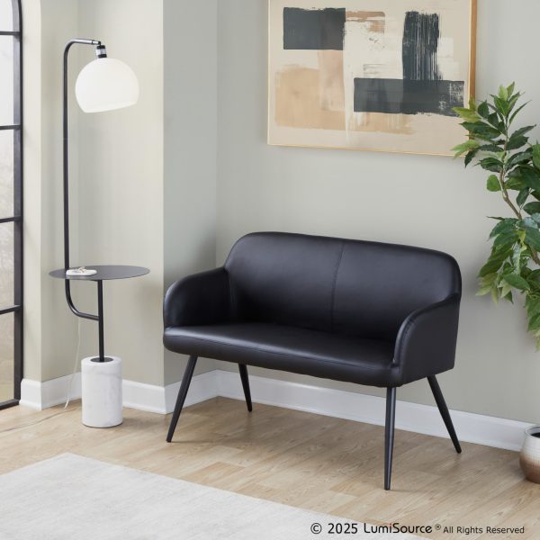 Daniella Black Faux Leather Contemporary High Back Bench