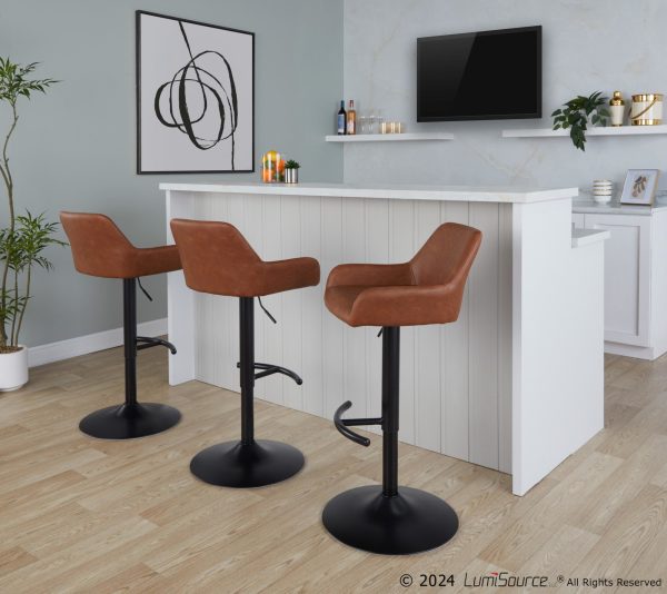 Daniella Black Metal Camel Contemporary Adjustable Swivel Barstool Set of 2 1