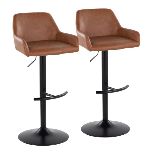 Daniella Black Metal Camel Contemporary Adjustable Swivel Barstool Set of 2 2
