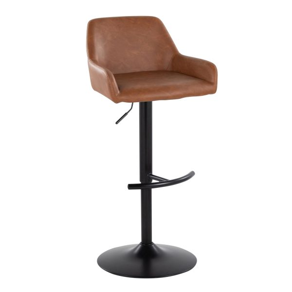 Daniella Black Metal Camel Contemporary Adjustable Swivel Barstool Set of 2 3
