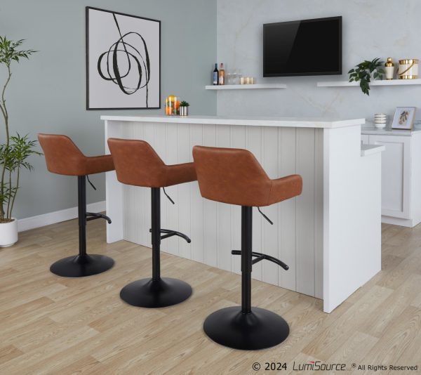 Daniella Black Metal Camel Contemporary Adjustable Swivel Barstool Set of 2