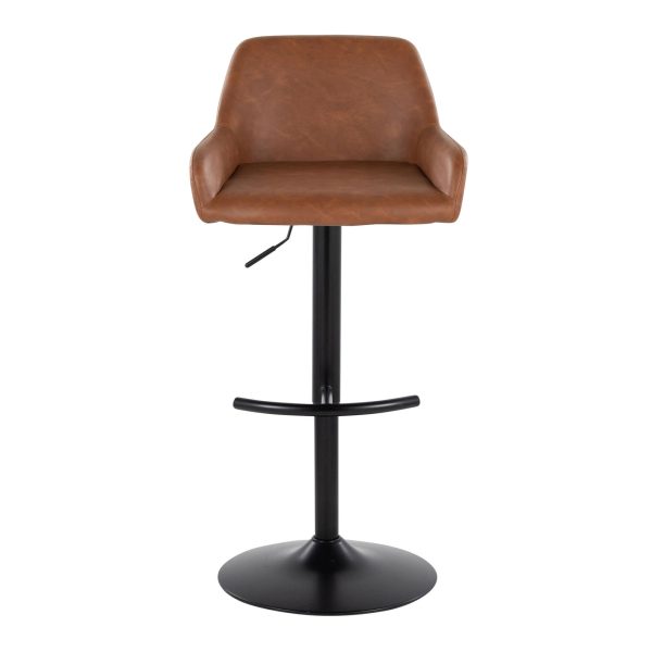 Daniella Black Metal Camel Contemporary Adjustable Swivel Barstool Set of 2 7