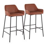 Daniella Black Metal Camel Faux Leather Bar Stools (Set of 2) 11 Daniella Black Metal Camel Faux Leather Bar Stools (Set of 2)