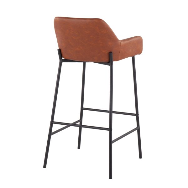 Daniella Black Metal Camel Faux Leather Bar Stools Set of 2 4