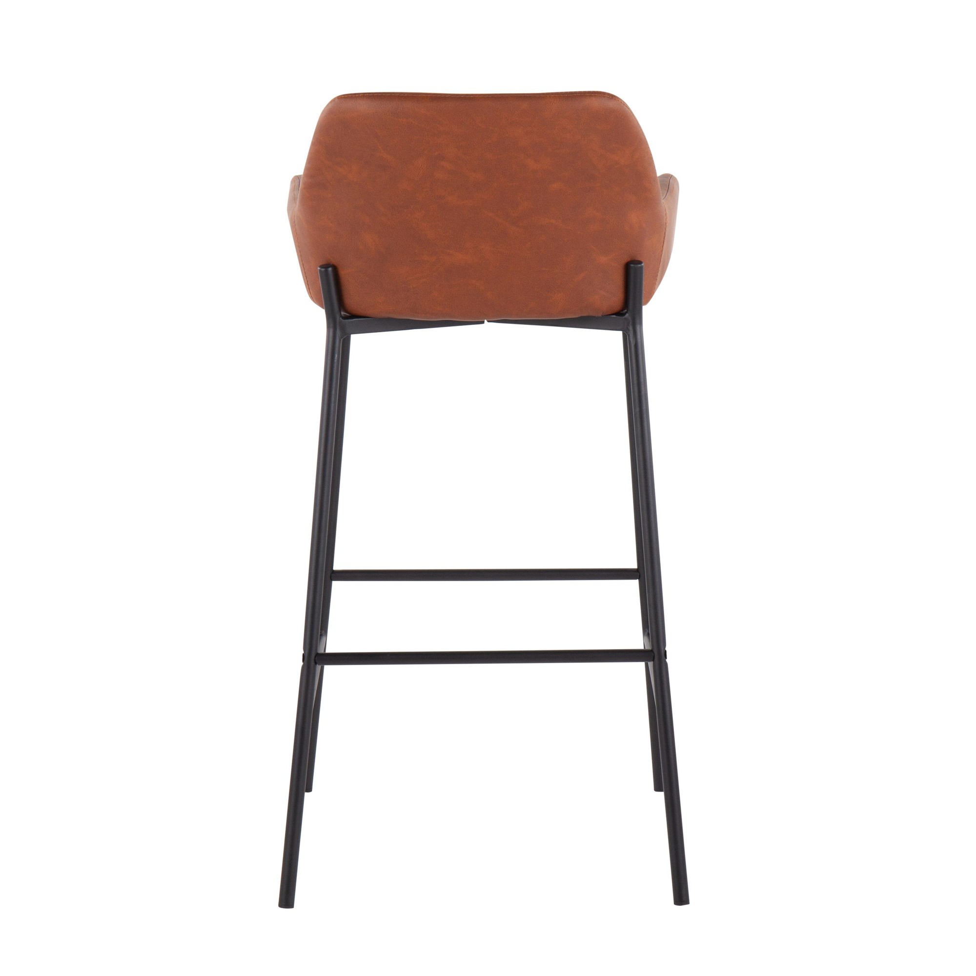 Daniella Black Metal Camel Faux Leather Bar Stools (Set of 2) 6 Daniella Black Metal Camel Faux Leather Bar Stools (Set of 2) - Image 6