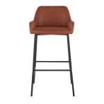 Daniella Black Metal Camel Faux Leather Bar Stools (Set of 2) 16 Daniella Black Metal Camel Faux Leather Bar Stools (Set of 2)