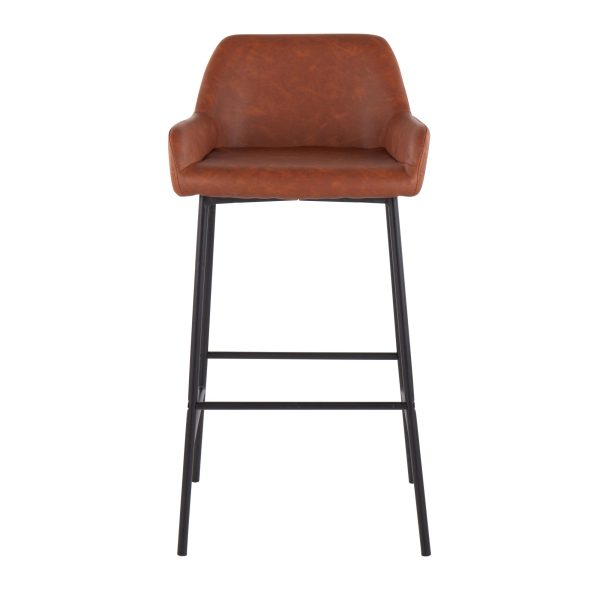 Daniella Black Metal Camel Faux Leather Bar Stools Set of 2 6