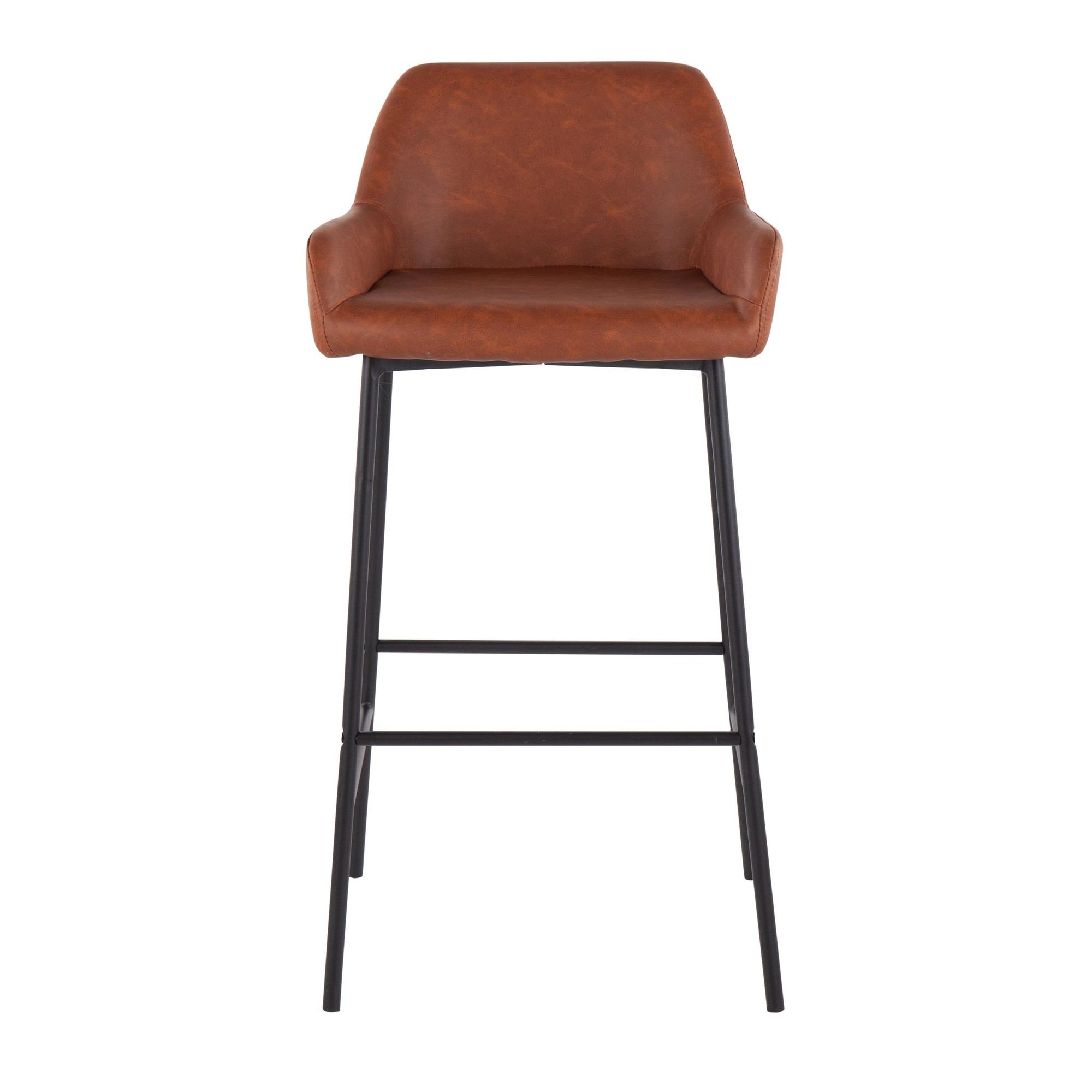 Daniella Black Metal Camel Faux Leather Bar Stools (Set of 2) 7 Daniella Black Metal Camel Faux Leather Bar Stools (Set of 2) - Image 7