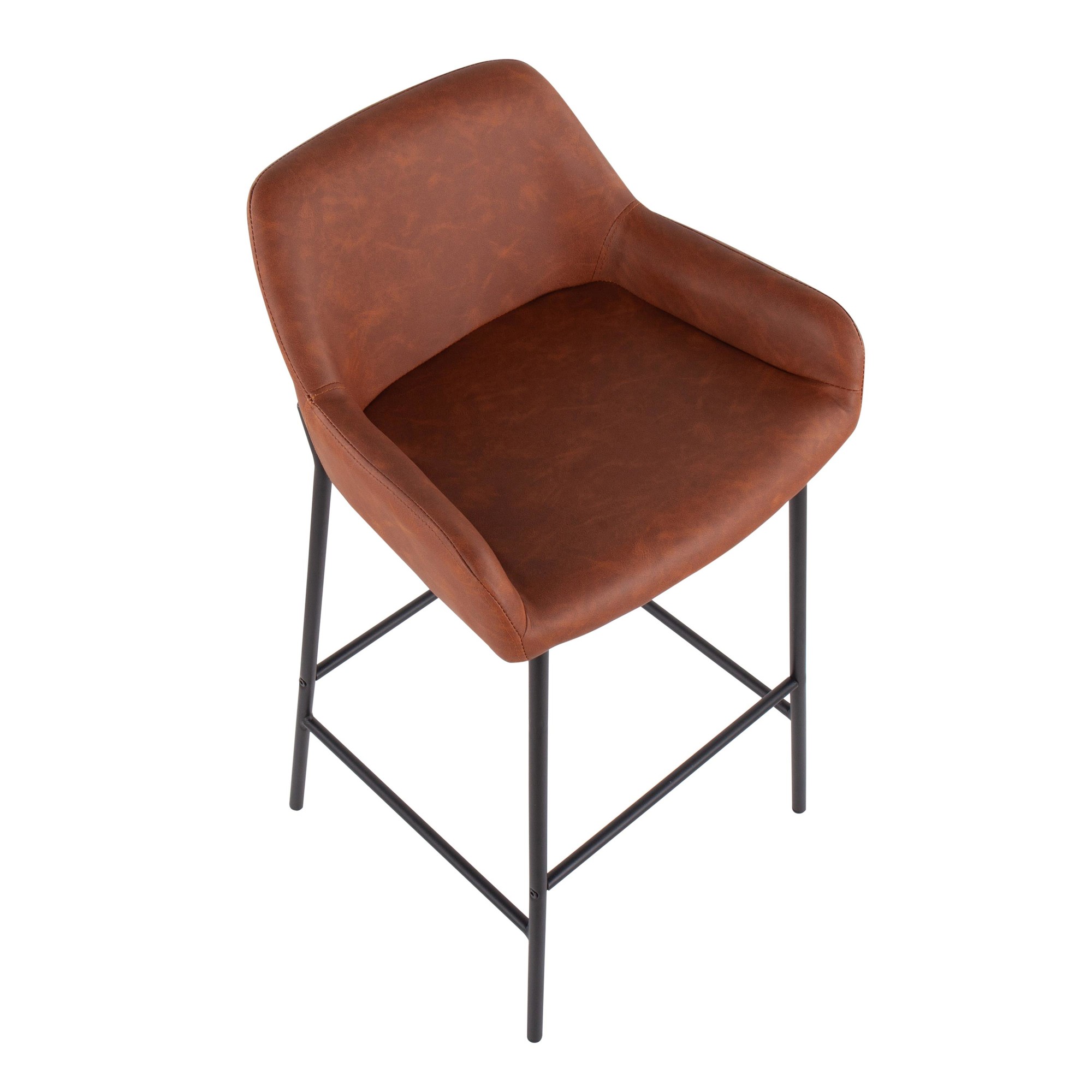 Daniella Black Metal Camel Faux Leather Bar Stools (Set of 2) 8 Daniella Black Metal Camel Faux Leather Bar Stools (Set of 2) - Image 8