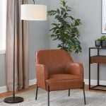 Daniella Black Metal Camel Faux Leather Contemporary Accent Chair